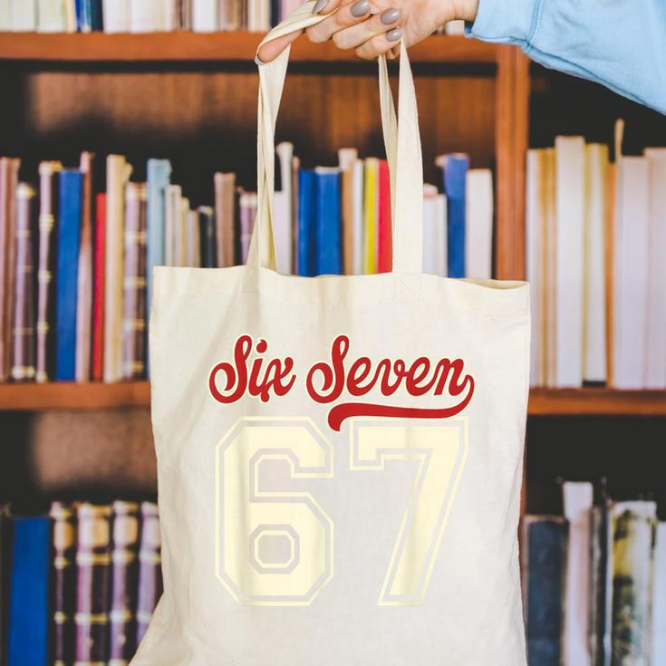 Number 67 Meme Six Seven Baseball Style Kids Boy Teen Canvas Tote Bag Number 67 Meme Six Seven Baseball Style Kids Boy Teen Canvas Tote Bag