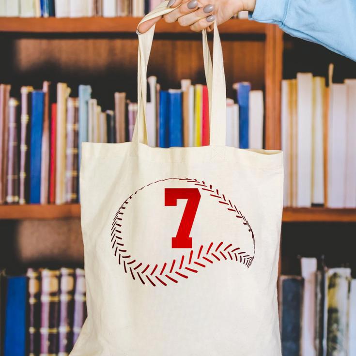 Number 7 Years Baseball 7TH Birthday Canvas Tote Bag