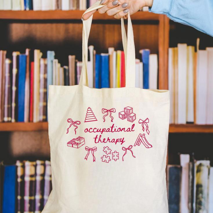 Occupational Therapy Coquette Bow OT COTA Back To School Canvas Tote Bag Occupational Therapy Coquette Bow OT COTA Back To School Canvas Tote Bag