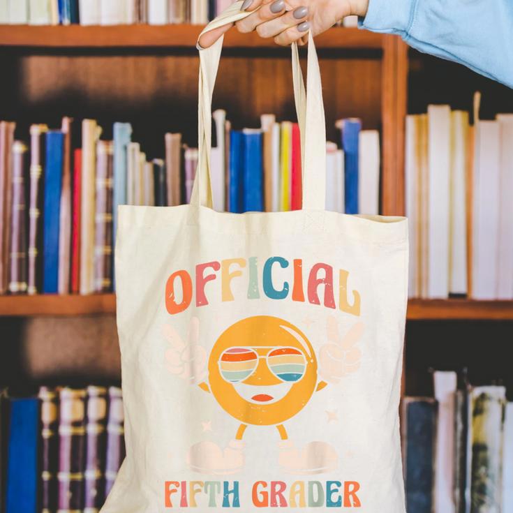Official Fifth Grader 5th Grade Retro Back To School Kids Canvas Tote Bag Official Fifth Grader 5th Grade Retro Back To School Kids Canvas Tote Bag