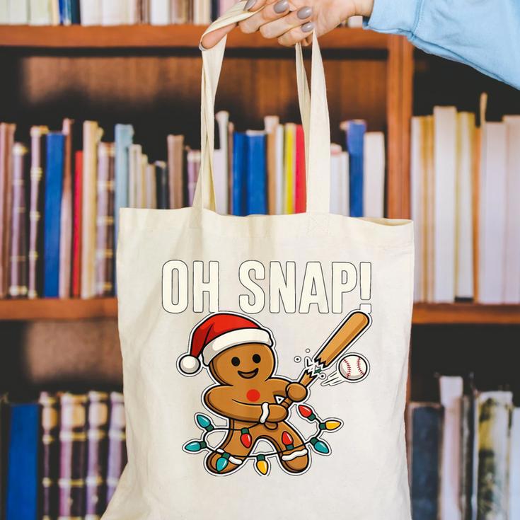 Oh Snap Gingerbreadman Christmas Baseball Humor Canvas Tote Bag Oh Snap Gingerbreadman Christmas Baseball Humor Canvas Tote Bag