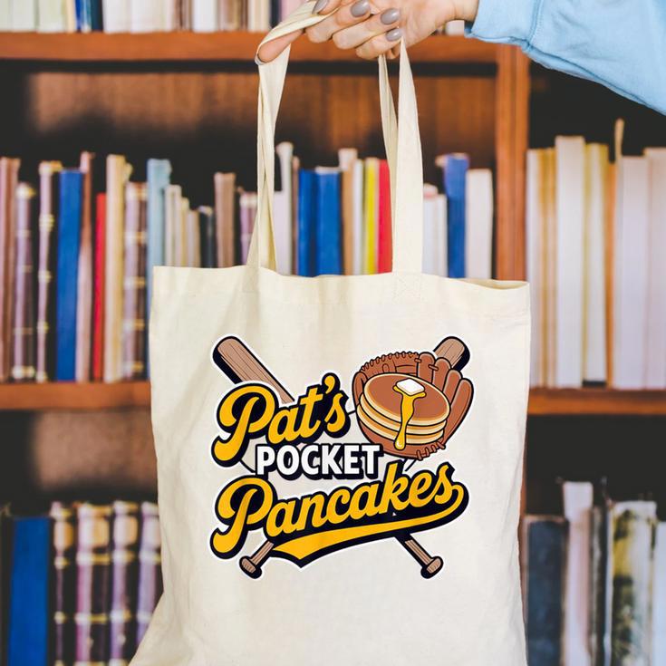 Pat's Pocket Pancakes Baseball Glove Stack Syrup Canvas Tote Bag Pat's Pocket Pancakes Baseball Glove Stack Syrup Canvas Tote Bag