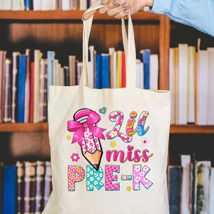 Pencil Bow Lil Miss Pre-K Pre-K Back To School Canvas Tote Bag