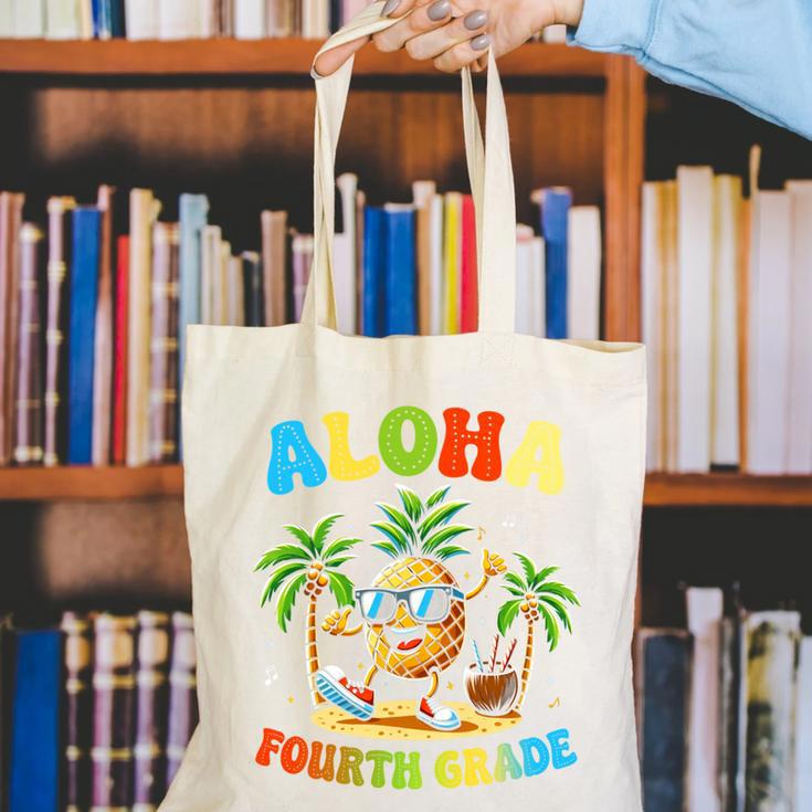 Pinapple Beach Back To School Day Aloha Fourth Grade Performance Canvas Tote Bag Pinapple Beach Back To School Day Aloha Fourth Grade Performance Canvas Tote Bag
