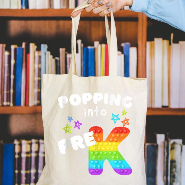 Popping Into Pre K Kid's Back To School Pop It Fidget Toy Canvas Tote Bag