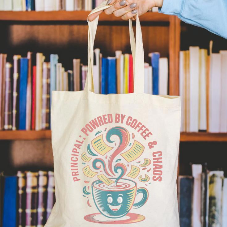 Powered By Coffee Principal Appreciation Back To School Canvas Tote Bag