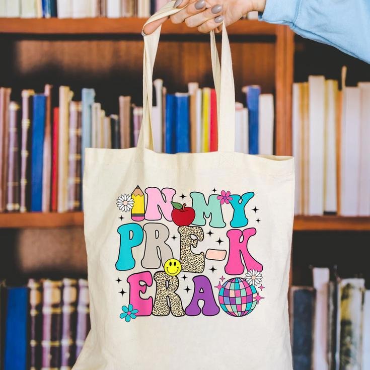 In My Pre-K Era Back To School Retro Groovy Preschool Canvas Tote Bag In My Pre-K Era Back To School Retro Groovy Preschool Canvas Tote Bag
