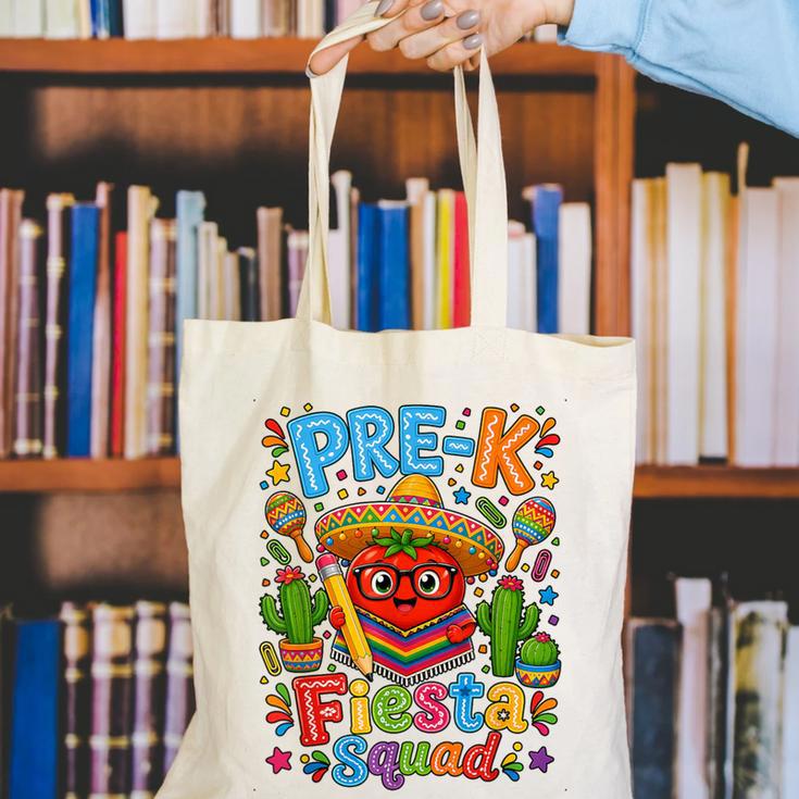 Pre-K Fiesta Squad Cute Tomato Back To School Party Canvas Tote Bag