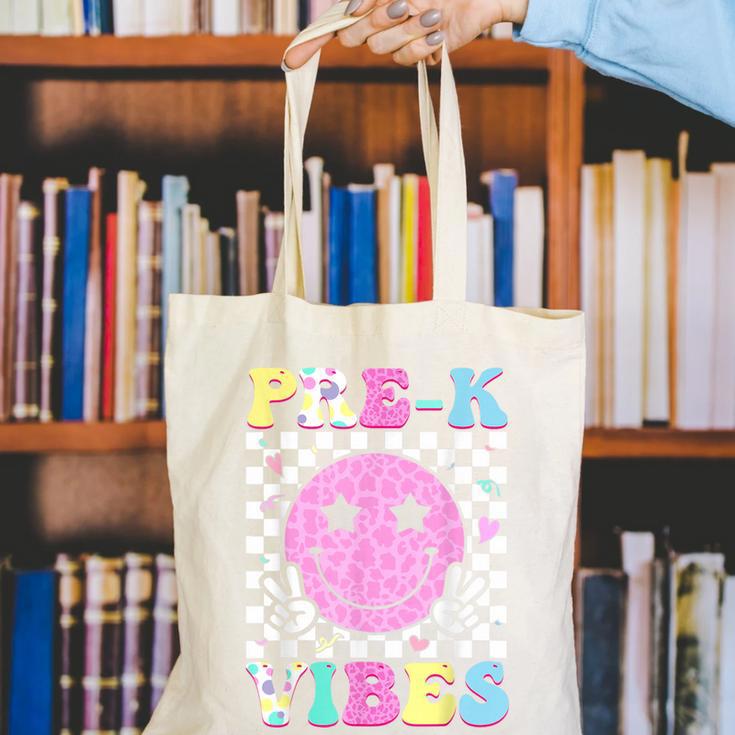 Pre-K Vibes Groovy Back To School PreK Preschool Girls Kids Canvas Tote Bag