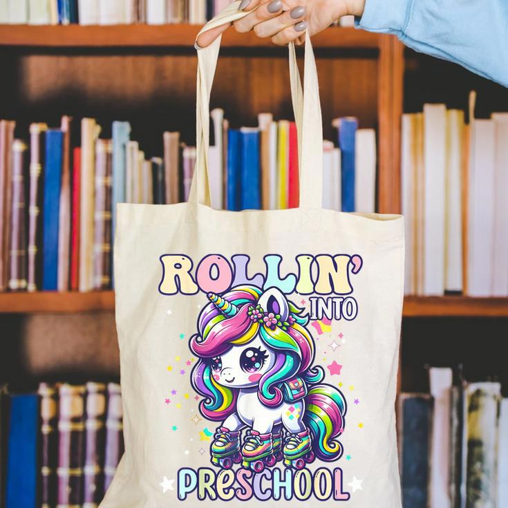 Preschool Back To School First Day Girls PreK Rollin Unicorn Canvas Tote Bag Preschool Back To School First Day Girls PreK Rollin Unicorn Canvas Tote Bag