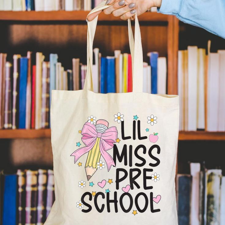 Preschool Little Miss Back To School Girls Kids Preschool Canvas Tote Bag