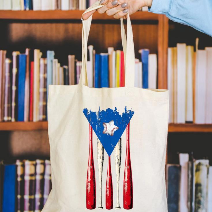 Puerto Rican Baseball Bats Puerto Rico Flag Pride BéIsbol Canvas Tote Bag