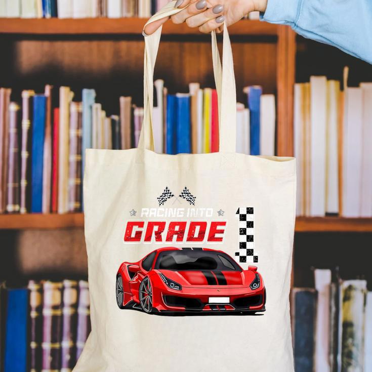 Racing Into 1st Grade Race Car Back To School Boys Canvas Tote Bag Racing Into 1st Grade Race Car Back To School Boys Canvas Tote Bag