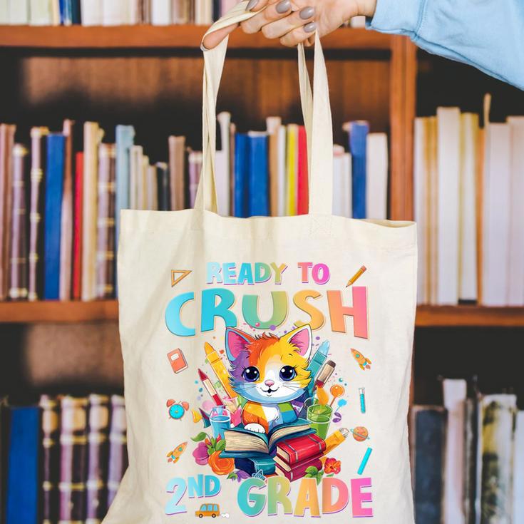 Ready To Crush 2nd Grade Back To School 2nd Grade Cat Kitten Canvas Tote Bag