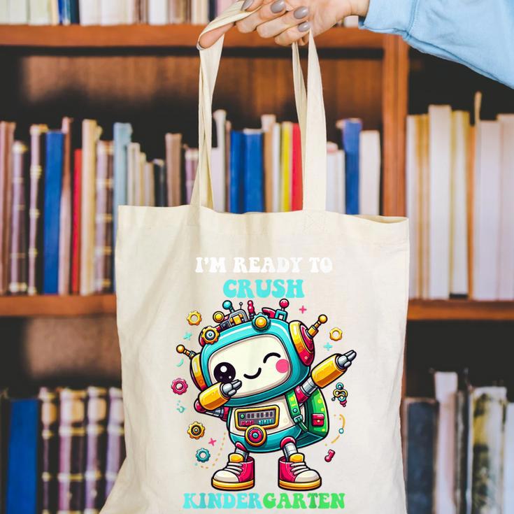 Ready To Crush Kindergarten Cute Robot Back To School Canvas Tote Bag Ready To Crush Kindergarten Cute Robot Back To School Canvas Tote Bag