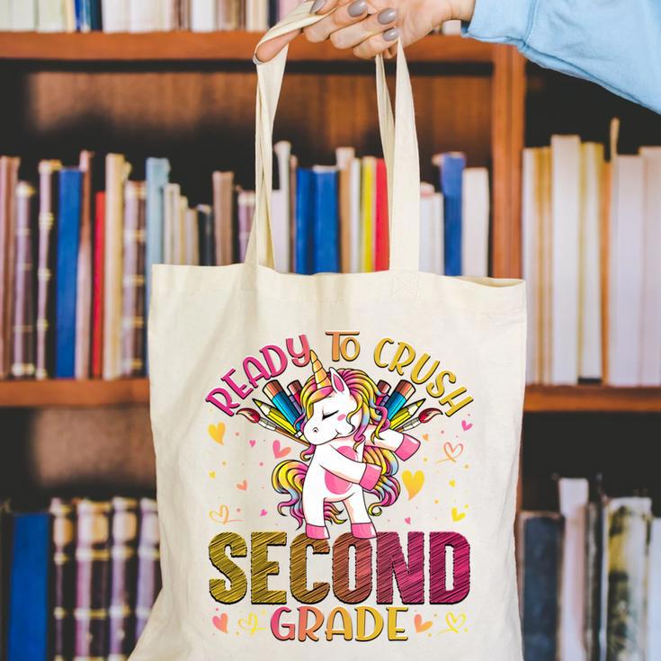 Ready To Crush Second 2nd Grade Back To School Unicorn Kids Performance Canvas Tote Bag Ready To Crush Second 2nd Grade Back To School Unicorn Kids Performance Canvas Tote Bag