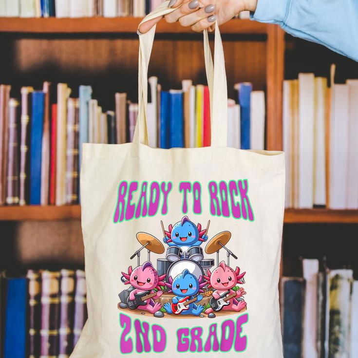 Ready To Rock 2nd Grade Back To School Axolotl 2024 School Canvas Tote Bag