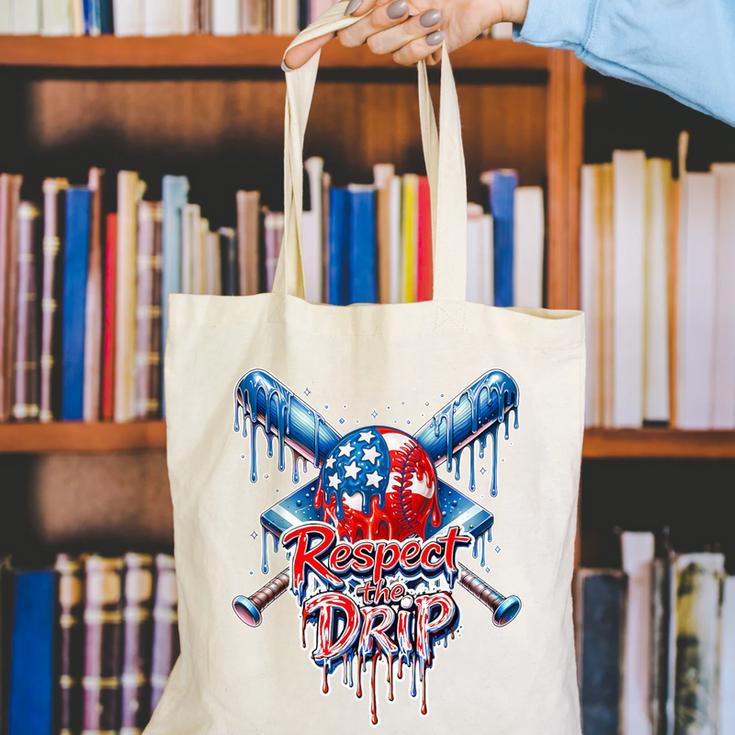 Respect The Drip Baseball American Flag Ice Cream Drip Youth Canvas Tote Bag Respect The Drip Baseball American Flag Ice Cream Drip Youth Canvas Tote Bag