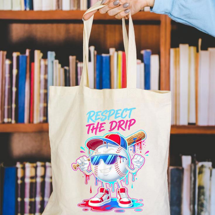 Respect The Drip Baseball Bat Sunglasses Mascot Canvas Tote Bag