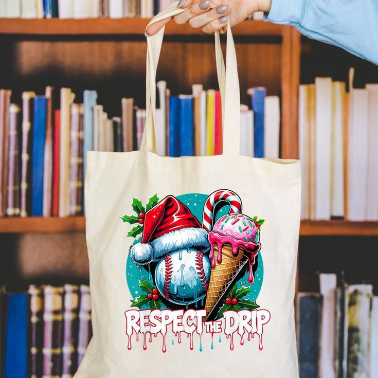Respect The Drip Baseball Christmas Holiday Canvas Tote Bag