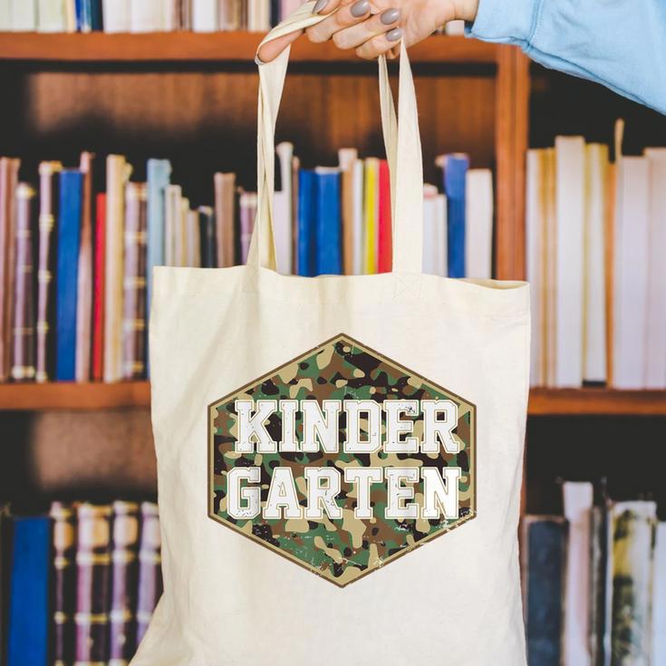 Retro Back To School Boys Old Camo Kindergarten Canvas Tote Bag