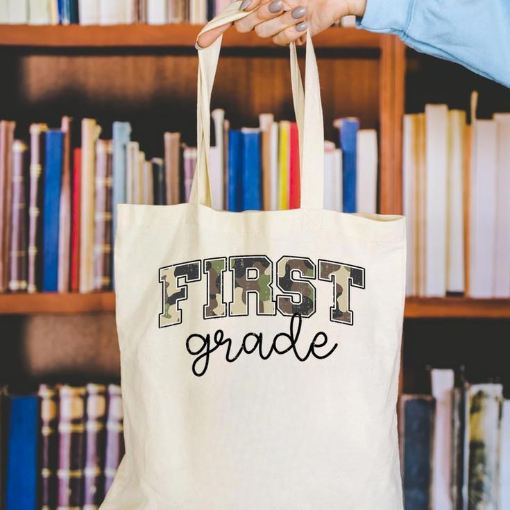 Retro First Grade Old Camo Back To School Boy Girl 1st Grade Canvas Tote Bag Retro First Grade Old Camo Back To School Boy Girl 1st Grade Canvas Tote Bag