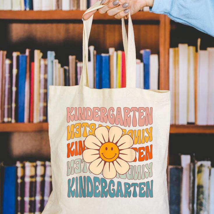 Retro Kindergarten Daisy Colorful Back To School Student Kid Canvas Tote Bag Retro Kindergarten Daisy Colorful Back To School Student Kid Canvas Tote Bag