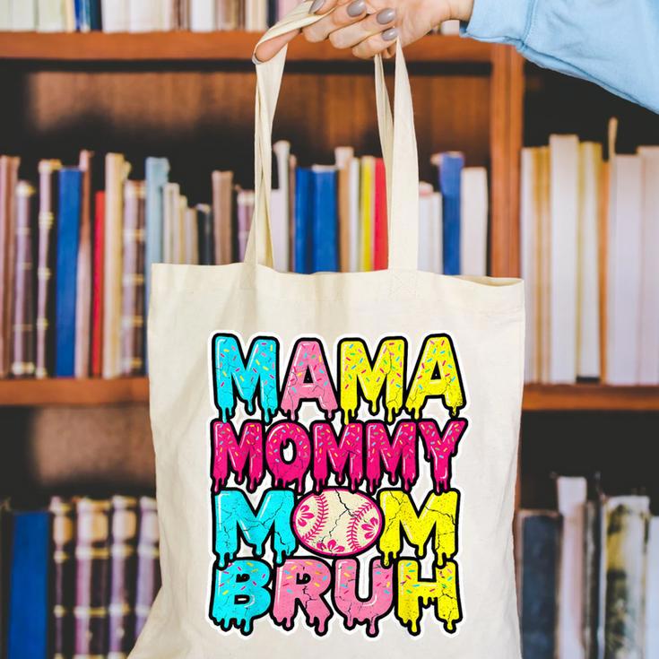Retro Mama Mommy Mom Bruh Baseball Women Girls Canvas Tote Bag
