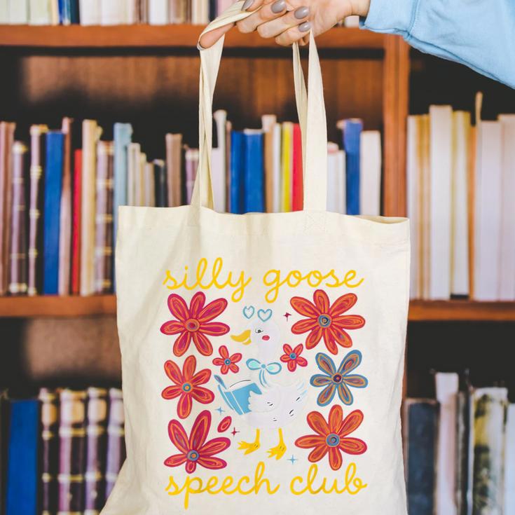 Retro Silly Goose Speech Therapy SLP Back To School Canvas Tote Bag Retro Silly Goose Speech Therapy SLP Back To School Canvas Tote Bag