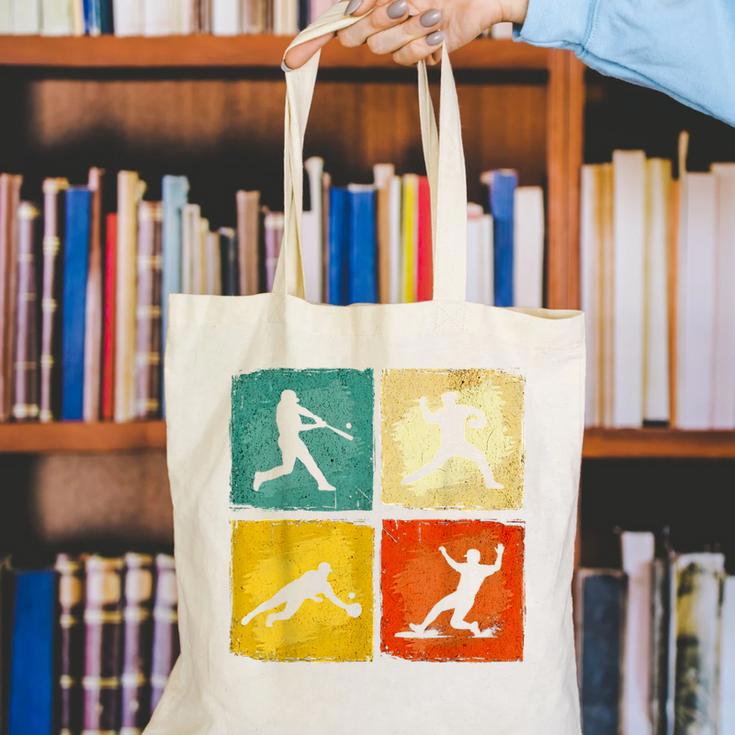 Retro Style Baseball Lover Playing Men Women Kids Baseball Canvas Tote Bag Retro Style Baseball Lover Playing Men Women Kids Baseball Canvas Tote Bag