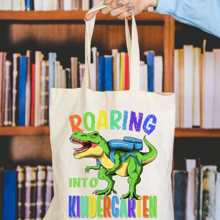 Roaring Into Kindergarten DinosaurRex Back To School Boys Performance Canvas Tote Bag Roaring Into Kindergarten DinosaurRex Back To School Boys Performance Canvas Tote Bag