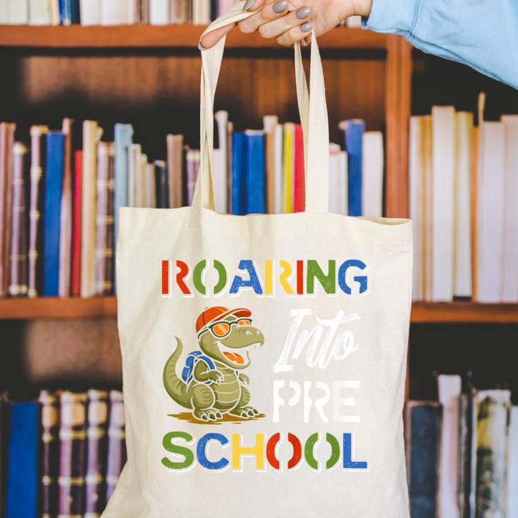 Roaring Into Preschool First Day Back To School Students Canvas Tote Bag