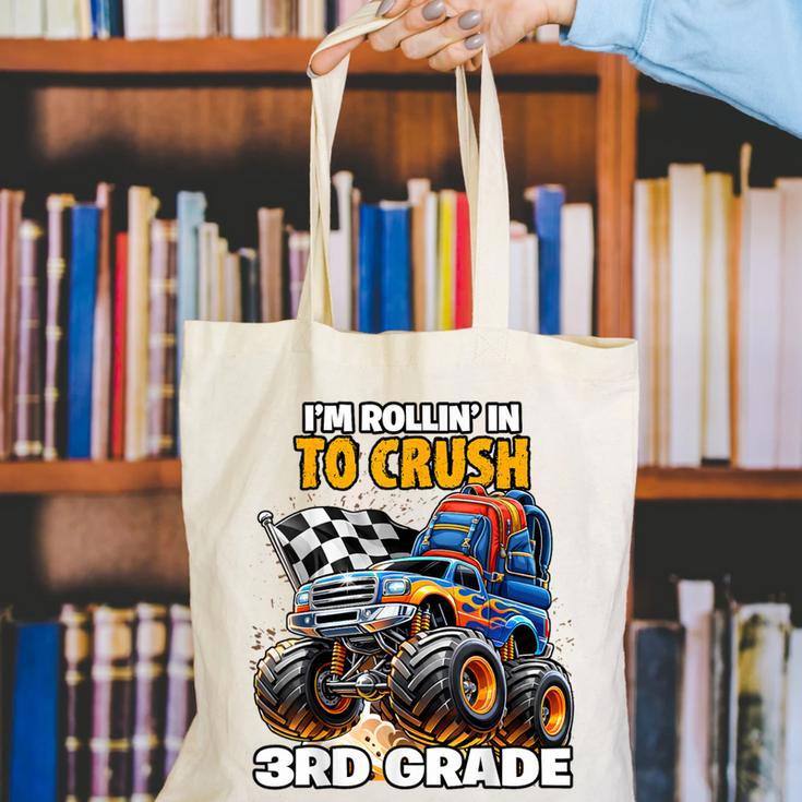 Rollin Crush Monster Truck Back To School 3rd Grade Boys Canvas Tote Bag Rollin Crush Monster Truck Back To School 3rd Grade Boys Canvas Tote Bag
