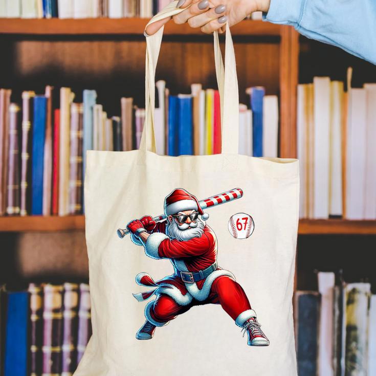 Santa Baseball Six Seven 6 7 Meme Christmas Men Boys Player Canvas Tote Bag