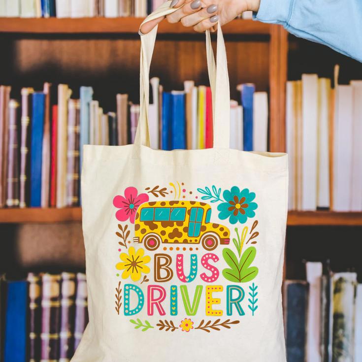 School Bus Driver Boho Floral Leopard Back To School Womens Canvas Tote Bag School Bus Driver Boho Floral Leopard Back To School Womens Canvas Tote Bag