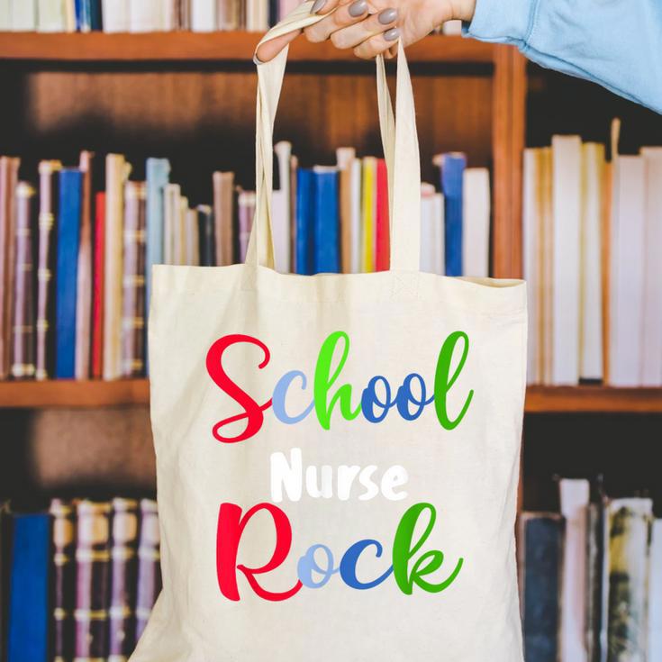 School Nurse Rock Back To School -Funny Nurses School Canvas Tote Bag School Nurse Rock Back To School -Funny Nurses School Canvas Tote Bag