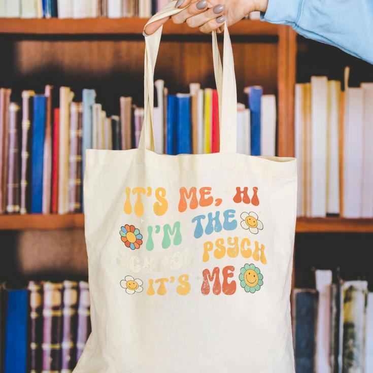 School Psych Psychologist Back To School Groovy Vintage Canvas Tote Bag School Psych Psychologist Back To School Groovy Vintage Canvas Tote Bag