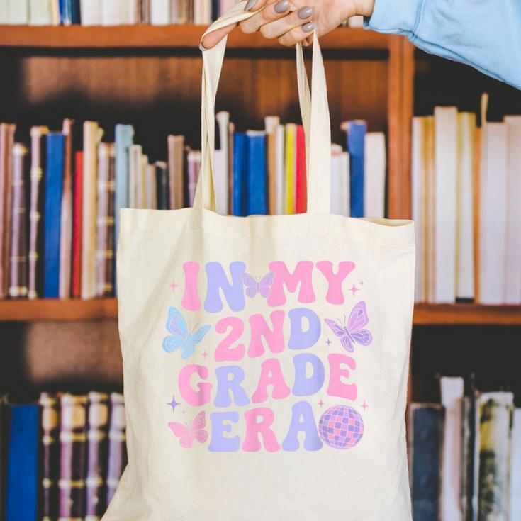 In My Second 2nd Grade Era Groovy Back To School Students Canvas Tote Bag