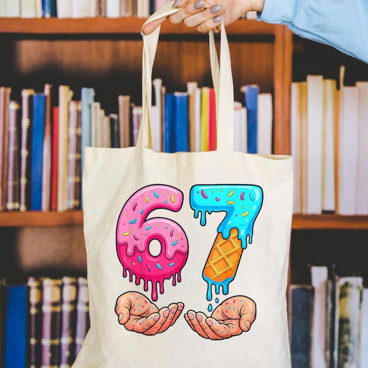 Six Seven 6-7 Baseball Ice Cream Drip 67 Meme Hands Canvas Tote Bag Six Seven 6-7 Baseball Ice Cream Drip 67 Meme Hands Canvas Tote Bag