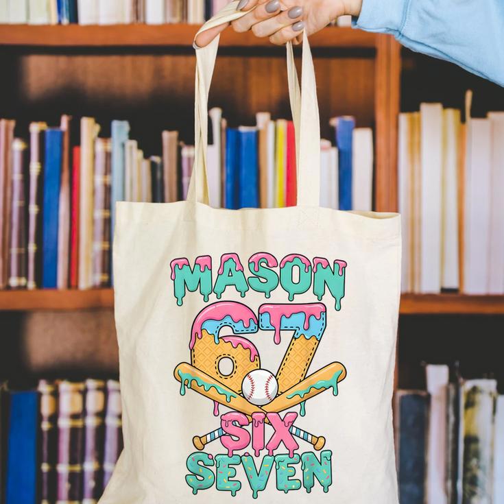 Six Seven Meme Mason Ice Cream Drip Baseball Number 67 Canvas Tote Bag