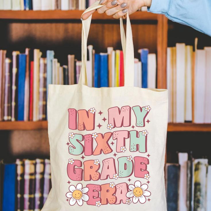 In My Sixth Grade Era Cute Groovy 6th Grade Back To School Canvas Tote Bag