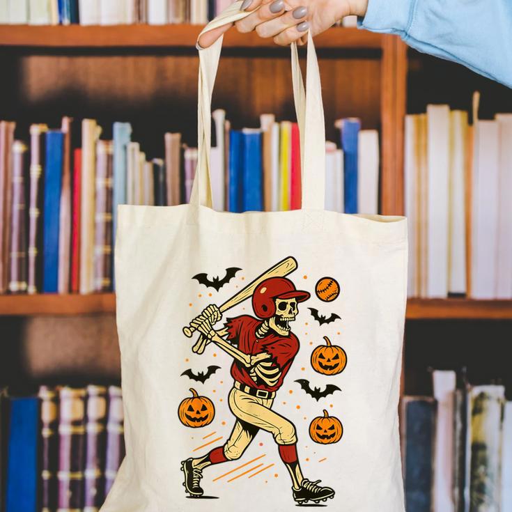 Skeleton Halloween Baseball Boys Men Kids Toddler Canvas Tote Bag Skeleton Halloween Baseball Boys Men Kids Toddler Canvas Tote Bag