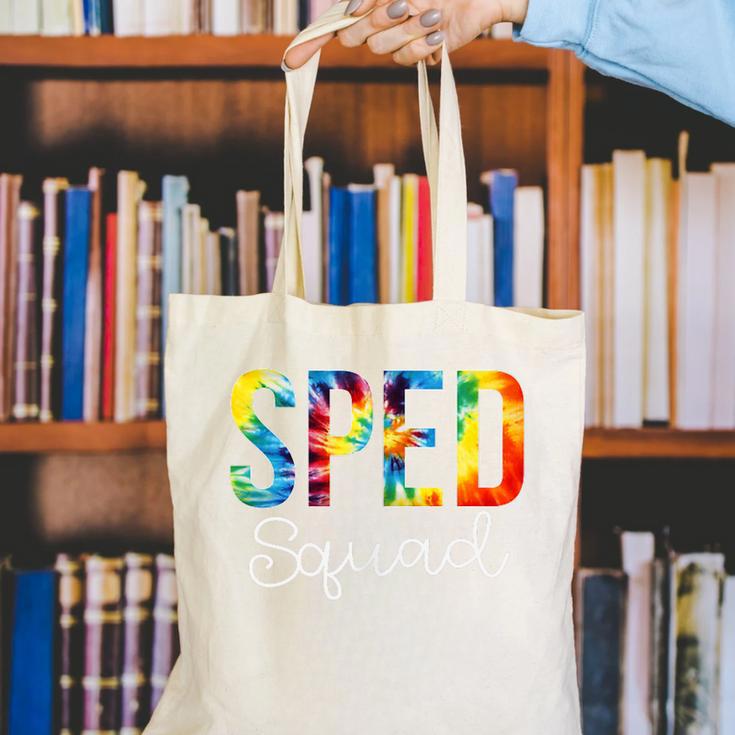 Sped Squad For Work Tie Dye Back To School Appreciation Day Canvas Tote Bag