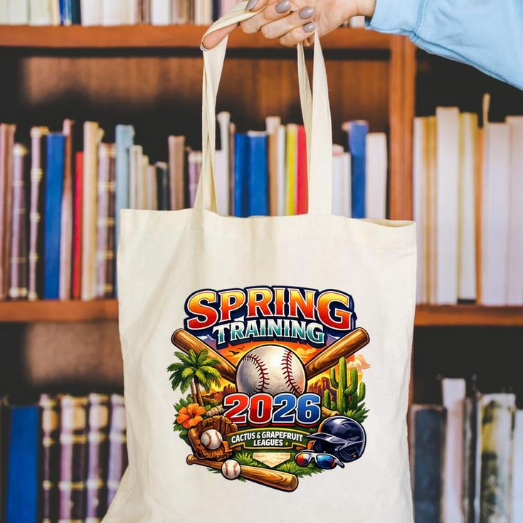 Spring Training 2026 Baseball Fan Retro Palm Cactus Canvas Tote Bag Spring Training 2026 Baseball Fan Retro Palm Cactus Canvas Tote Bag