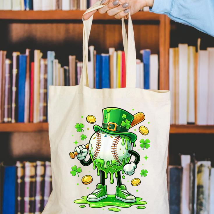 St Patrick Day Baseball Drip Ice Cream Baseball Canvas Tote Bag