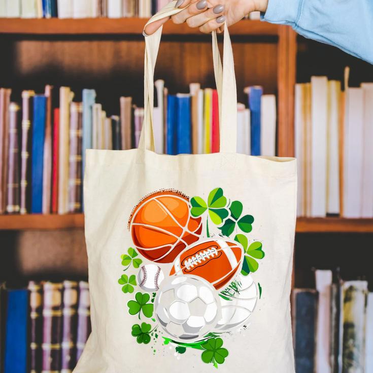 St Patricks Day Shamrock Basketball Baseball Football Soccer Canvas Tote Bag St Patricks Day Shamrock Basketball Baseball Football Soccer Canvas Tote Bag