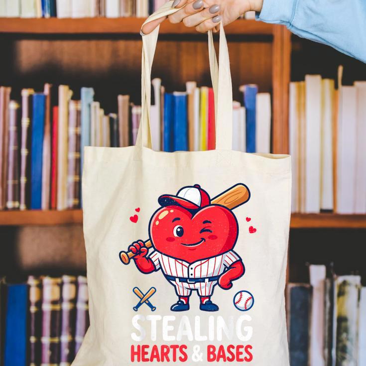 Stealing Hearts And Bases Baseball Player Valentine's Day Canvas Tote Bag Stealing Hearts And Bases Baseball Player Valentine's Day Canvas Tote Bag