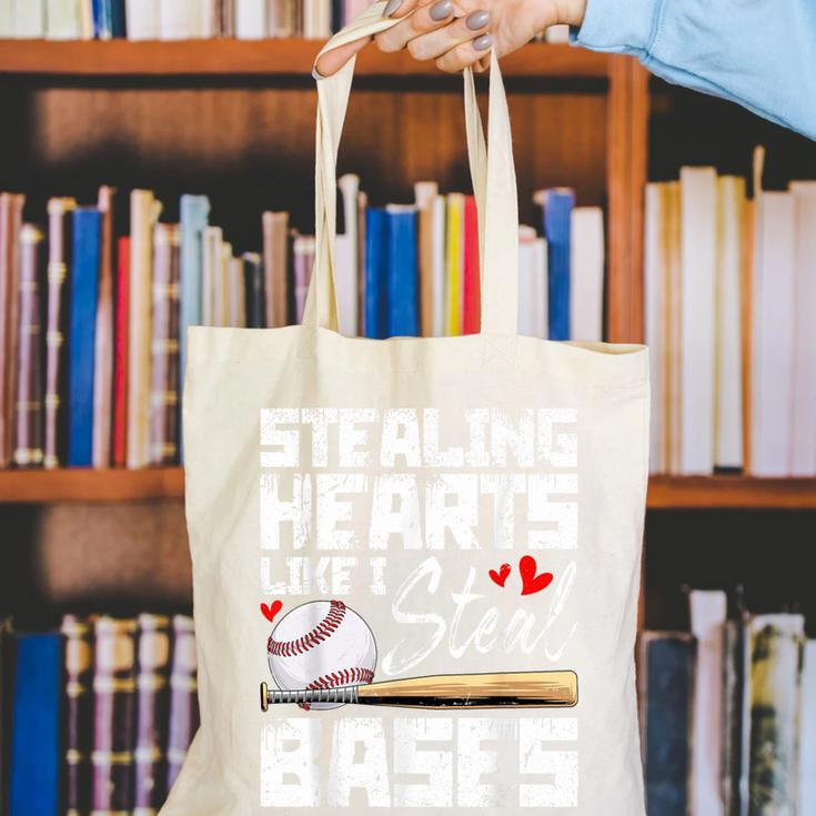 Stealing Hearts Like I Steal Bases Baseball Valentines Canvas Tote Bag