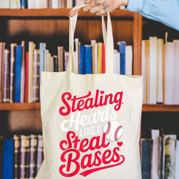 Stealing Hearts Like I Steal Bases Cute Baseball Boys Canvas Tote Bag