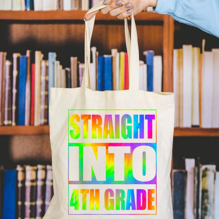 Straight Into 4th Grade Fourth Grade Back To School Canvas Tote Bag